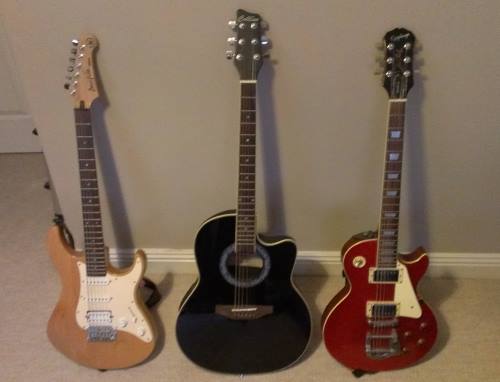 A range of guitars